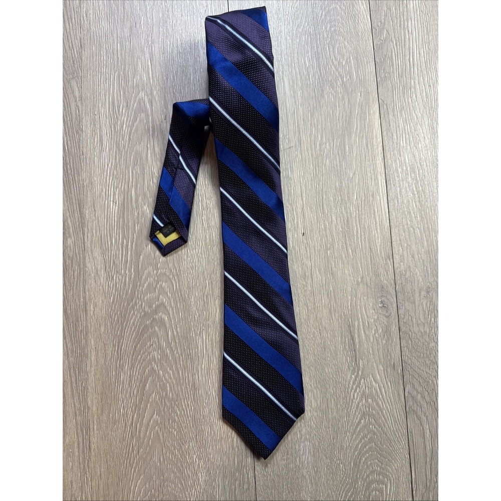 Allen Edmonds Men's Blue Stripe Silk Tie made in USA Necktie 61" 3" Career‎ Work